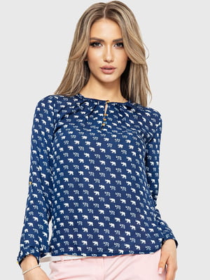 Блуза синяя в принт | 6262202