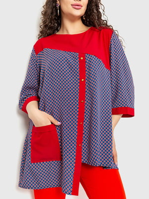 Блуза червоно-синя в принт | 6262225