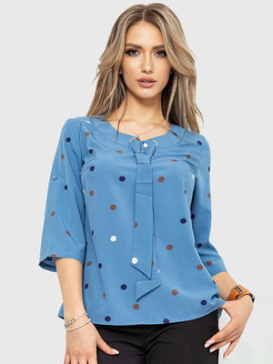 Блуза синя в горошок | 6262242