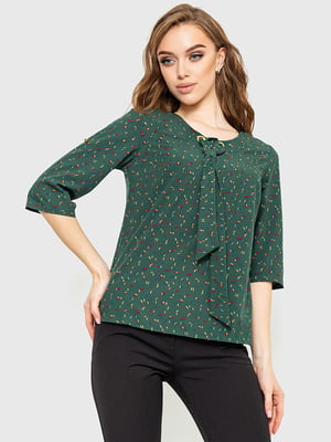 Блуза зелена в принт | 6262252