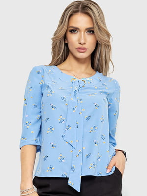 Блуза блакитна в принт | 6262255