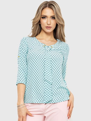 Блуза мятного цвета в принт | 6262259