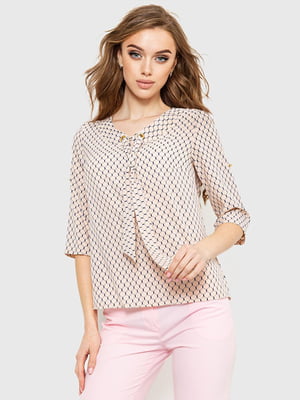Блуза персикового кольору в принт | 6262260