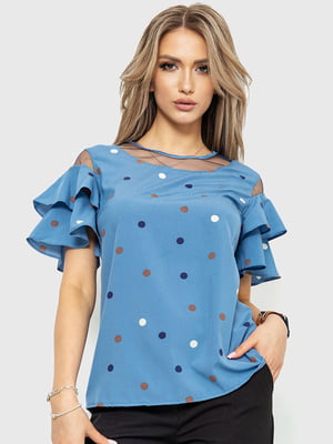 Блуза блакитна в горошок | 6262261