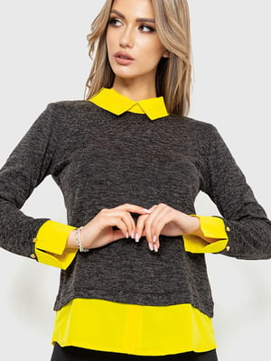 Блуза грифельно-жовтого кольору | 6262311