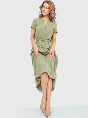 Платье А-силуэта оливкового цвета | 6262478
