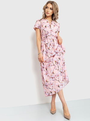 Платье А-силуэта розовое в принт | 6262487