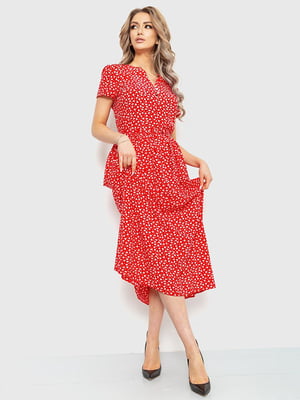 Сукня А-силуету червона в принт | 6262493