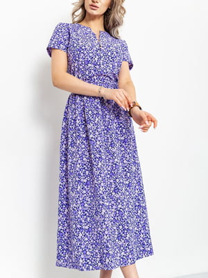 Платье А-силуэта фиолетовое в принт | 6262494