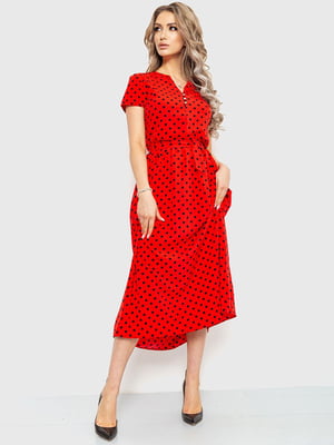 Платье А-силуэта красное в горошек | 6262500