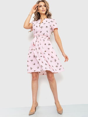 Платье А-силуэта розовое в принт | 6262507