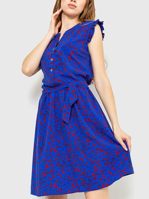 Платье А-силуэта цвета электрик в принт | 6262518