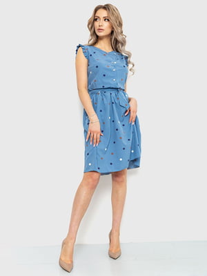 Сукня А-силуету синя у горошок | 6262532
