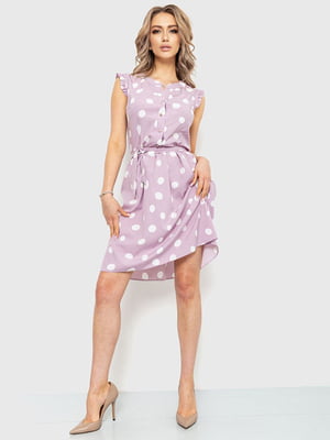 Сукня А-силуету бузкового кольору в горошок | 6262538