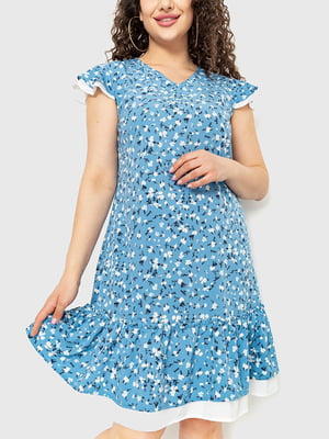 Сукня А-силуету синя в принт | 6262549