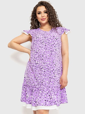 Сукня А-силуету бузкового кольору в принт | 6262550