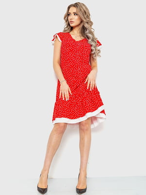 Платье А-силуэта красное в горошек | 6262553