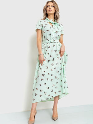 Сукня А-силуету зелена в принт | 6262594