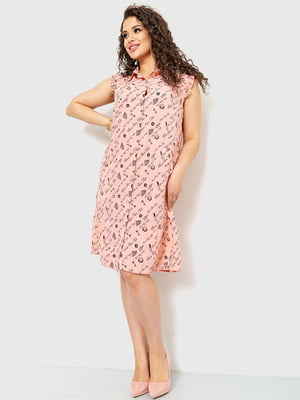 Платье А-силуэта персикового цвета в принт | 6262616