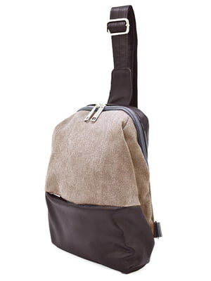 Рюкзак-слинг на одно плечо бежево-коричневый | 6265190