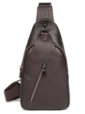 Мини-рюкзак на одной шлейке коричневый | 6265542