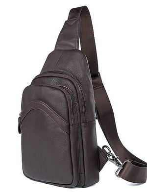 Міні-рюкзак на одну шлейку коричневий | 6265620