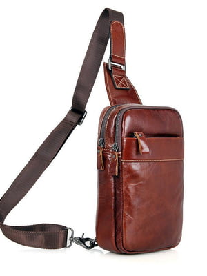 Міні-рюкзак на одну шлейку коричневий | 6265710
