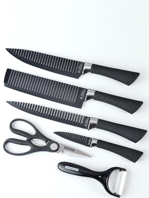 Набір ножів з оригінальними лезами з V-насічкою з ножицями та овочечисткою з 6 предметів | 6268624