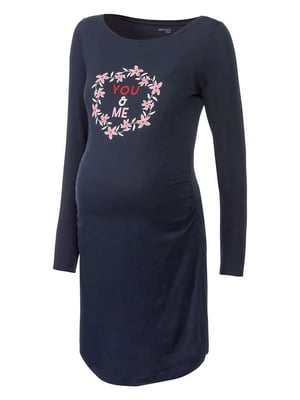 Сукня для вагітних темно-синя з принтом домашня | 6270450