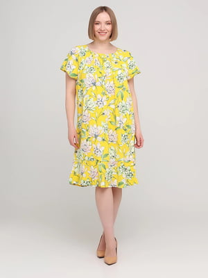 Сукня жовта з квітковим принтом | 6270580