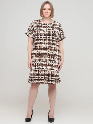 Платье коричневое с абстрактным принтом | 6270602