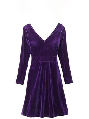 Платье А-силуэта фиолетовое велюровое | 6270613