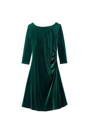 Платье А-силуэта зеленое велюровое | 6270614