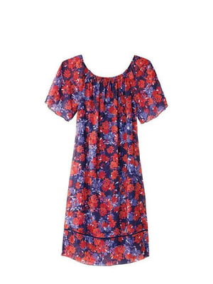 Сукня А-силуету синя з квітковим принтом | 6270629