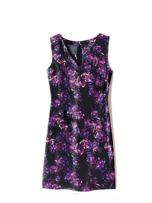 Платье фиолетовое с цветочным принтом | 6270739