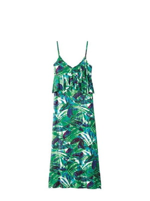 Сукня А-силуету зелена з принтом | 6270751