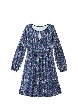 Сукня А-силуету синя з квітковим принтом | 6270766
