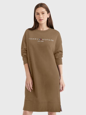 Сукня-світшот коричнева з принтом | 6273450
