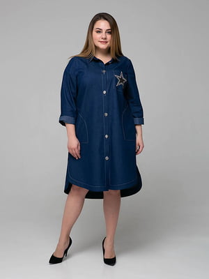 Платье-рубашка синее джинсовое | 6271657