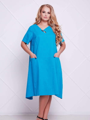Платье А-силуэта голубое | 6271802