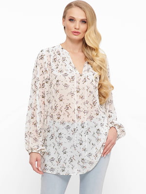 Блуза белая с цветочным принтом | 6271828