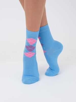 Шкарпетки блакитні в ромби | 6275337