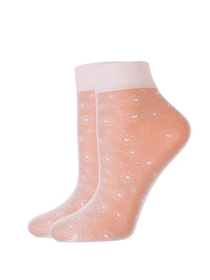 Шкарпетки білі з квітковим малюнком | 6275420
