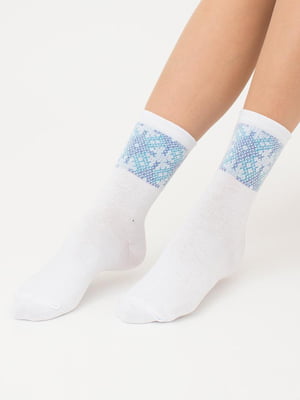 Шкарпетки білі з орнаментом | 6275567