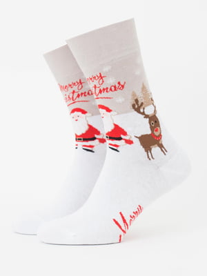 Шкарпетки біло-бежеві з малюнком | 6275587