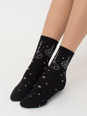Шкарпетки чорні з малюнком | 6275607