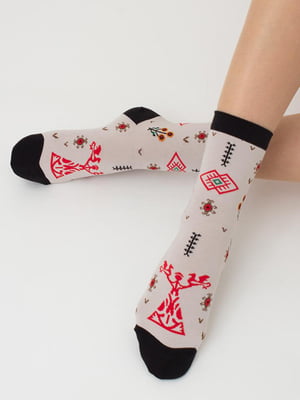 Шкарпетки бежеві з малюнком | 6275626