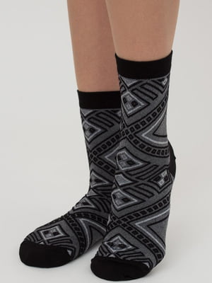 Шкарпетки чорно-сірі з візерунком | 6275651