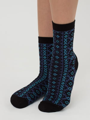 Шкарпетки чорно-сині з візерунком | 6275686