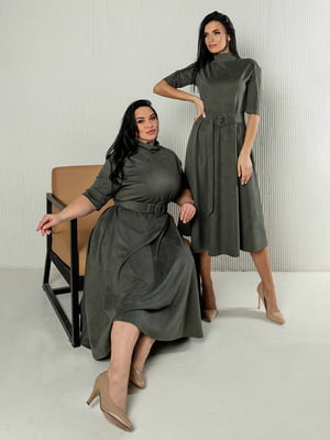 Сукня А-силуету кольору хакі | 6269858